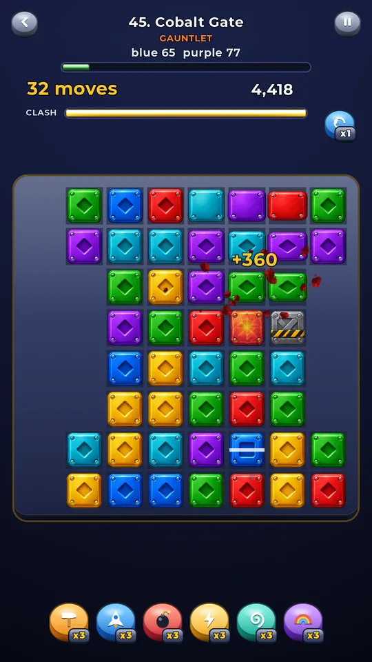 Grid Clash mid-cascade with the Clash meter full